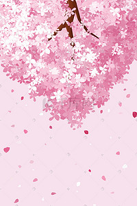 樱花树背景插画图片_樱花飞舞浪漫粉色背景花朵花
