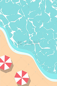 大海游泳插画图片_太阳伞沙滩大海游泳夏天夏海洋