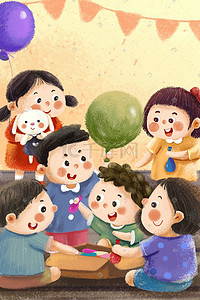 六一儿童节幼稚园幼儿园学校主题之气球玩耍六一