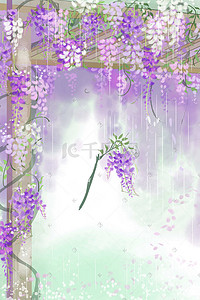 完美新娘插画图片_花海花朵雨季完美插画手绘走廊