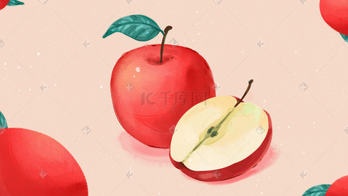 红色卡通创意水果可爱手绘苹果背景