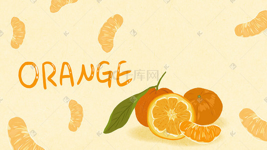 黄色橘子丑橘橙子厚涂插画素材