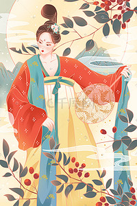 中国风汉服美女插画