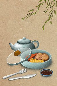 羊肉插画图片_小清新美食羊排烤肉手绘创意食物