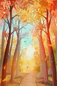 唯美秋天森林童话风插图壁纸