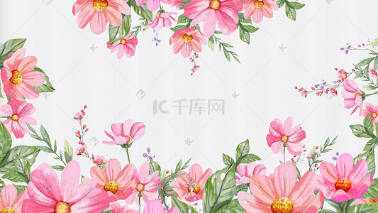 水彩鲜花插画图片_母亲节鲜花小清新水彩花朵植物唯美粉色治愈鲜花背景