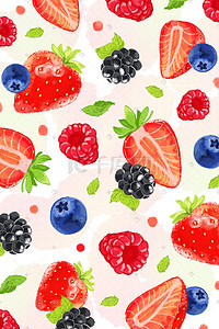 芝士莓莓插画图片_树莓蓝莓草莓桑葚