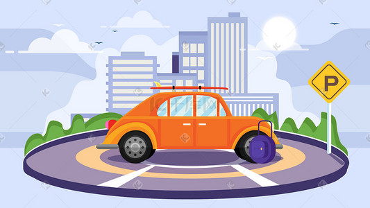 智慧城市插画图片_智慧城市汽车出租生活方式矢量图