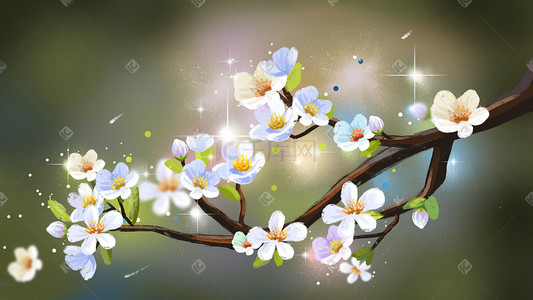 春天樱花厚涂素材手绘背景花朵花