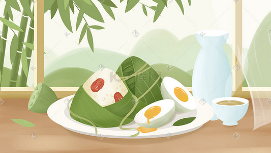 端午节粽子插画图片_端午节包粽子传统节日端午