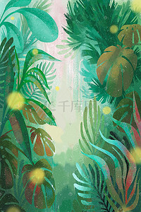 法式丛林插画图片_热带雨林丛林插画