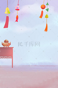 装饰图插画图片_中国风古风装饰香炉风铃素材背景图