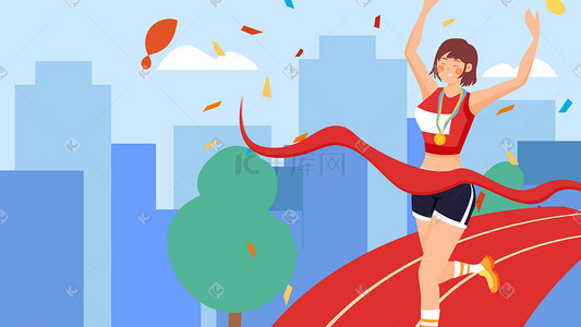 能把总冠军奖杯插画图片_东京奥运会奥林匹克日运动跑步冠军奖牌