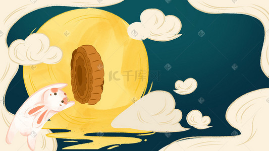 兔子卡通兔子插画图片_中秋中秋节月饼卡通兔子手绘月亮小清新中秋