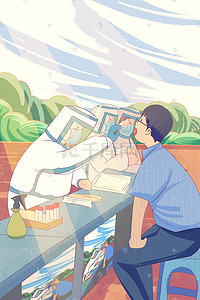 日本小贴士插画图片_疫情防控预防流感医疗健康科普