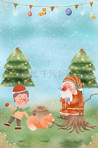 圣诞老人圣诞帽插画图片_圣诞节圣诞平安夜圣诞老人发礼物