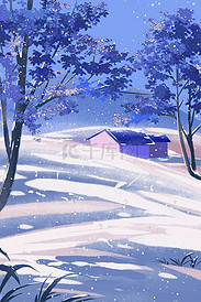 蓝色冷淡风冬天唯美治愈冬天风景雪景