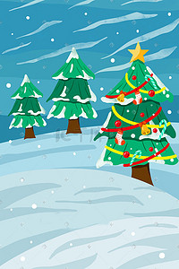 矢量扁平卡通可爱圣诞节圣诞树