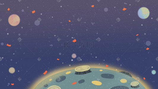 矢量灯笼插画图片_矢量扁平宇宙星球太空科幻背景素材图