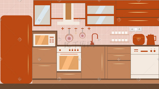 厨房背景插画图片_厨房AI矢量插画