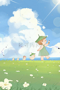 夏海插画图片_夏天唯美治愈壁纸插画