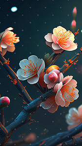 盛开的粉色花朵插画图片_粉色盛开的花朵桃花
