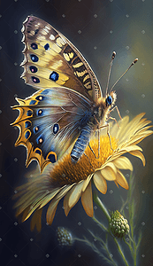 彩色油画质感蝴蝶