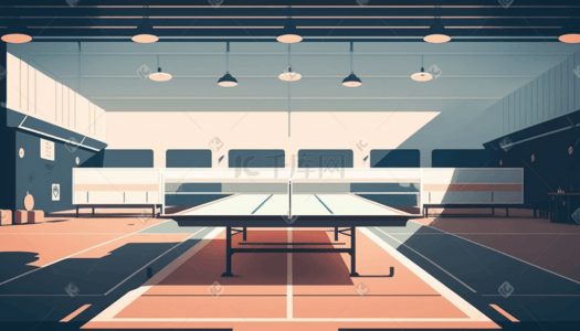 乒乓球运动体育场插画