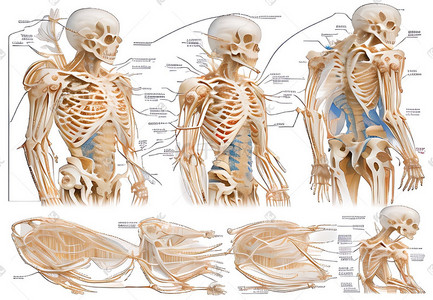 图文结合插画图片_骨骼人体器官细胞科普医学图文