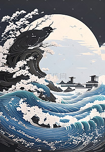 浮世绘logo插画图片_日本浮世绘古风插画