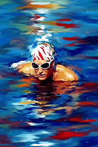 体育运动奥运会游泳运动员多彩插画