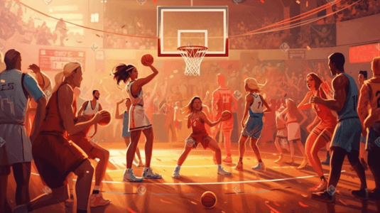 体育logo插画图片_彩色体育篮球运动插画