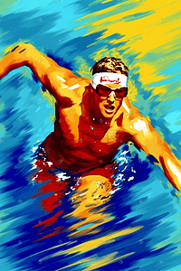 体育运动游泳插画图片_体育运动奥运会游泳运动员多彩插画