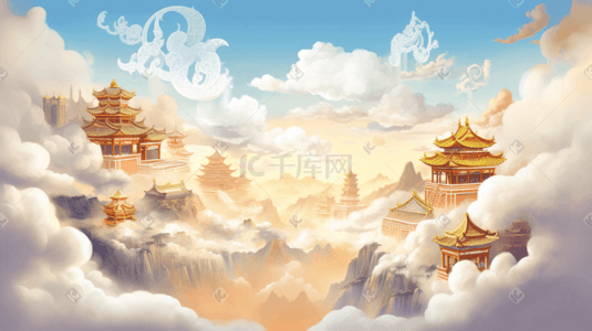 国风创意插画图片_彩色中国风国潮古典风景插画