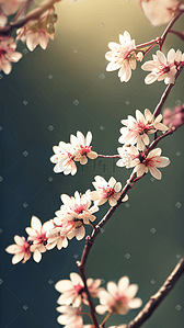 忽如一夜春风来千树万树梨花开插画图片_春天的花朵盛开绿树如荫一只小雀在树枝
