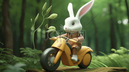 疯狂星期四肯德基插画图片_疯狂可爱卡通动漫机车兔子