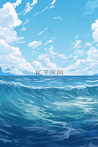 插图创意插画图片_创意水彩海浪海洋插图