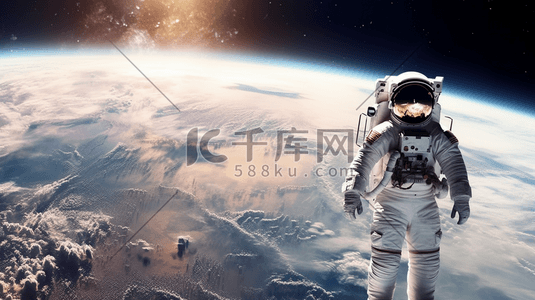 空间背景插画图片_宇航员在一颗行星的背景上“这张照片的元素由美国宇航局提供”
