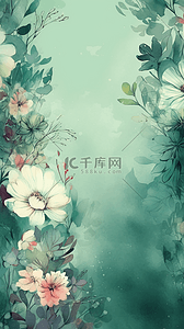 清新边框插画图片_清新的水彩花叶花朵
