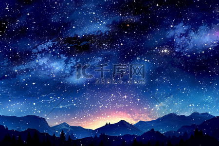 光线插画图片_纯粹星空梦幻星星天空夜晚多彩光线插画