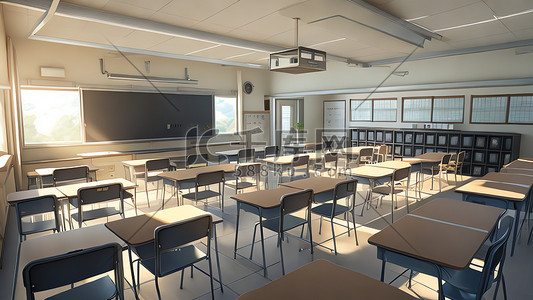 教室阳光光线青春高品质书桌和黑板细节