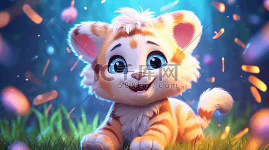 表情包动图插画图片_毛绒质感3D动物有表情的老虎