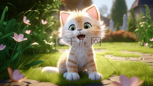 可爱卡通动物CG插画小猫