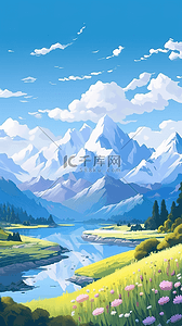 插画自然景观风格画背景