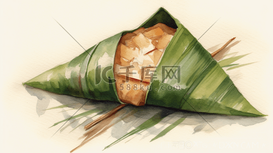 三角形插画图片_一种用竹叶或芦苇叶包裹的糯米制成的三角粽子