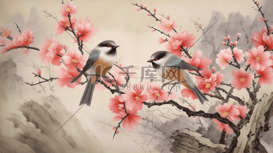 中国风花鸟工笔画
