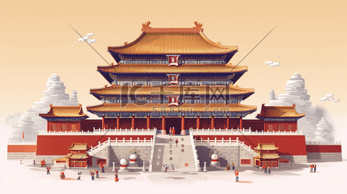 北京城市地标插画扁平数字艺术