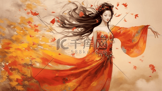 黑白古风插画图片_中国风古风古典美女人物