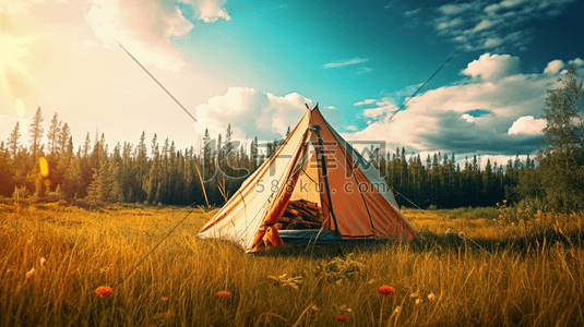 彩色夏季露营三角帐篷