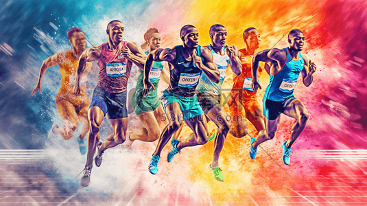 跑步竞技插画图片_体育运动奥运会田径赛场运动员竞技插画